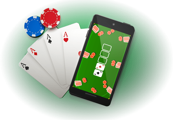 video poker game on mobile with cards and chips