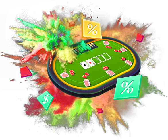 video poker table with multi-coloured explosion
