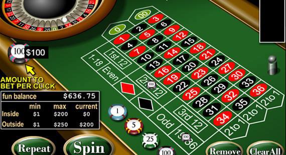 online roulette table with chips