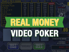 real money video poker paytable