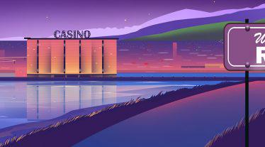 illustration of Casino-located-near-a-river-with-Sierra-Nevada