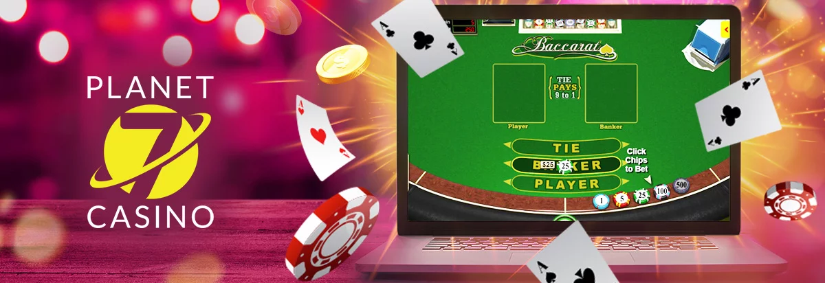 online baccarat table on a screen with aces flying around