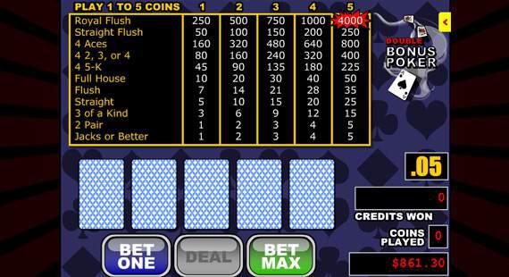 Video Poker game screenshot