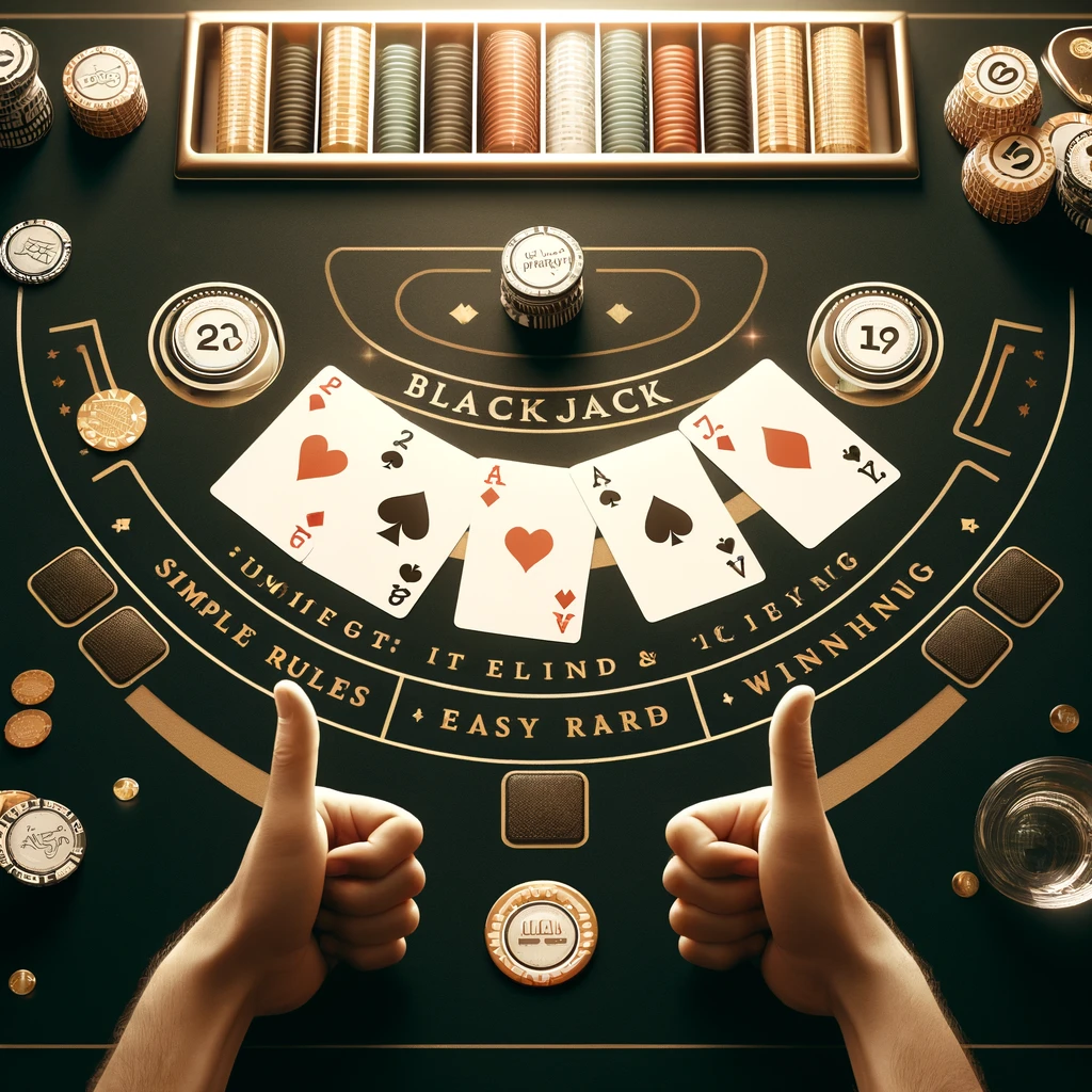 blackjack table with cards