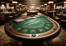 a blackjack table in a casino