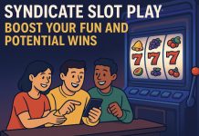 3 friends playing slots on mobile