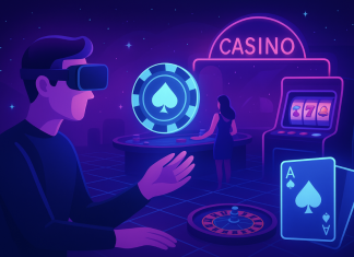 Ilustration of a person gambling in the metaverse