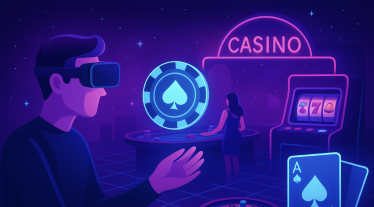 Ilustration of a person gambling in the metaverse