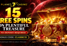 15 Free Spins on Plentiful Treasure at Planet 7 Casino 15 Free Spins on Plentiful Treasure at Planet 7 Casino